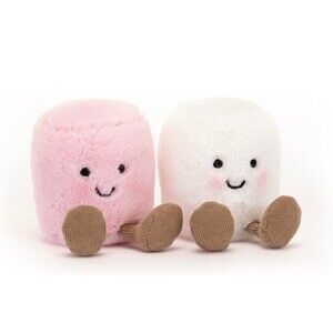 New NWT Jellycat Amuseables Pink and White Marshmallows Stuffed Toy Small